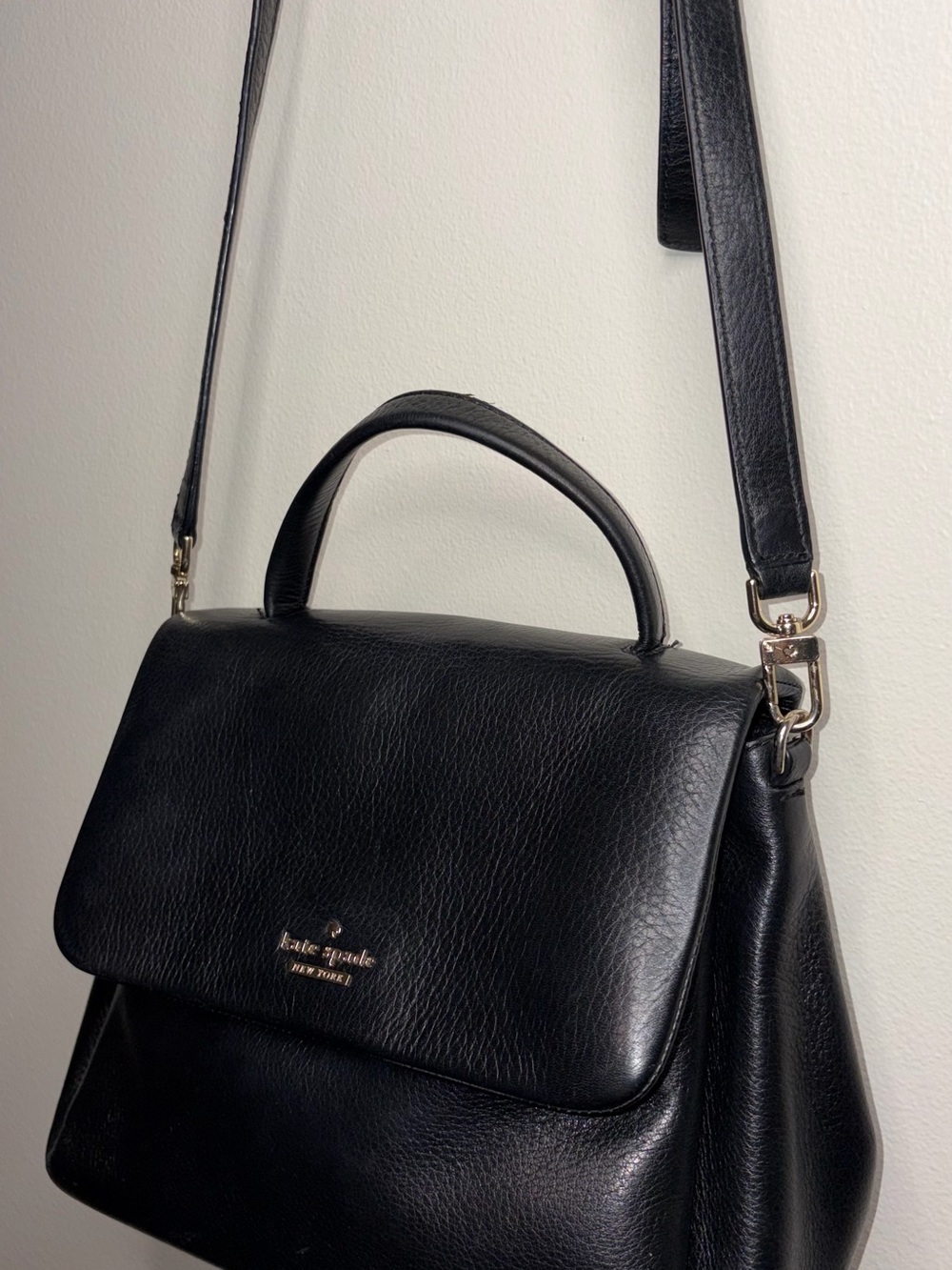 kate spade Black Leather Top-Handle Satchel with Detachable Strap